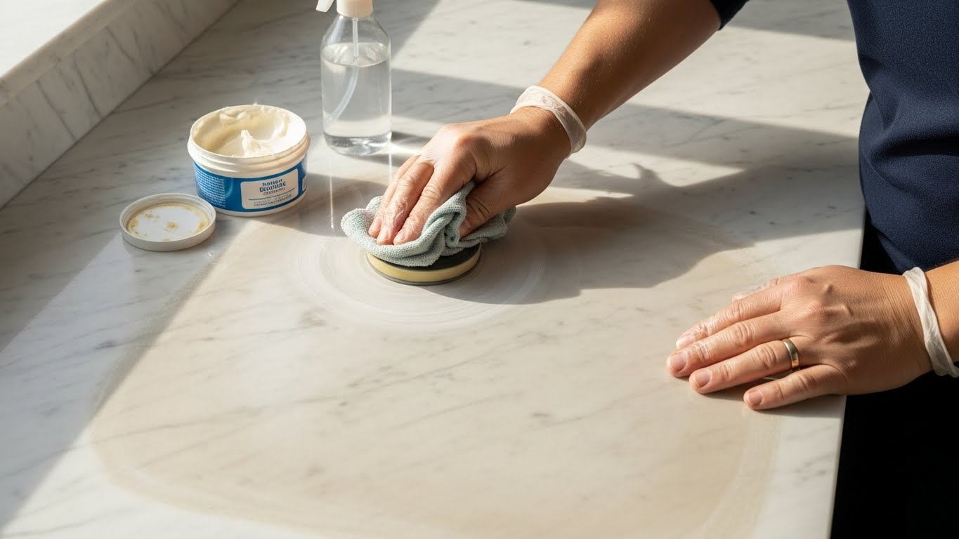 طريقة تلميع الرخام الباهت