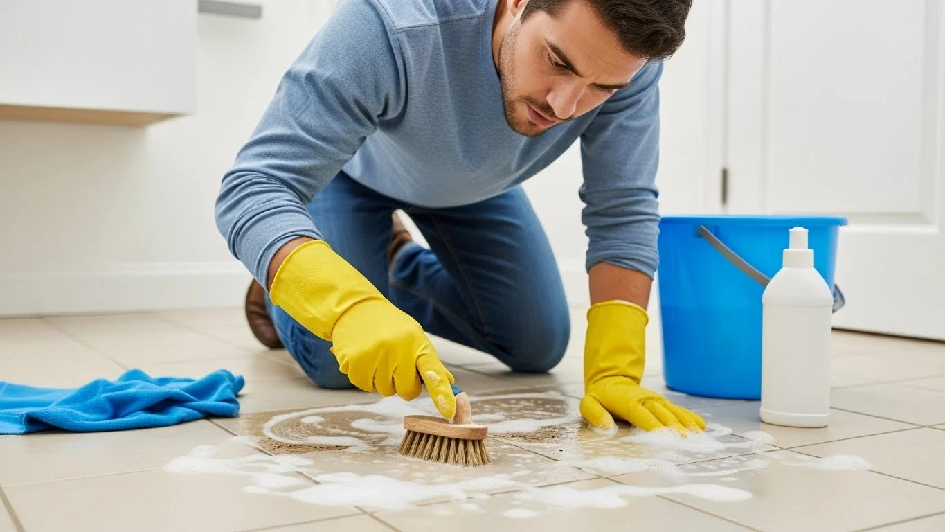 تنظيف البقع المستعصية من البلاط