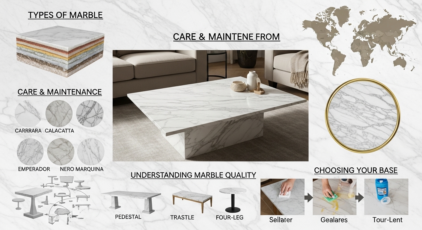 دليلك الشامل لشراء وفهم طاولات رخام