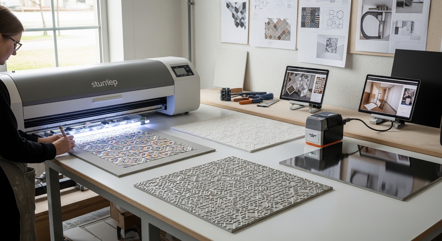 من الأساليب الحديثة لزخرفة البلاطات الخزفية