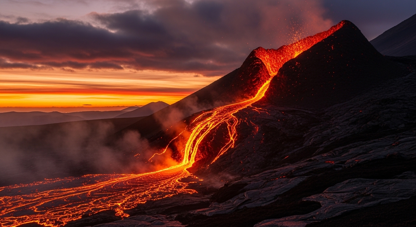 عندما تتدفق الماجما على سطح الأرض تُسمّى