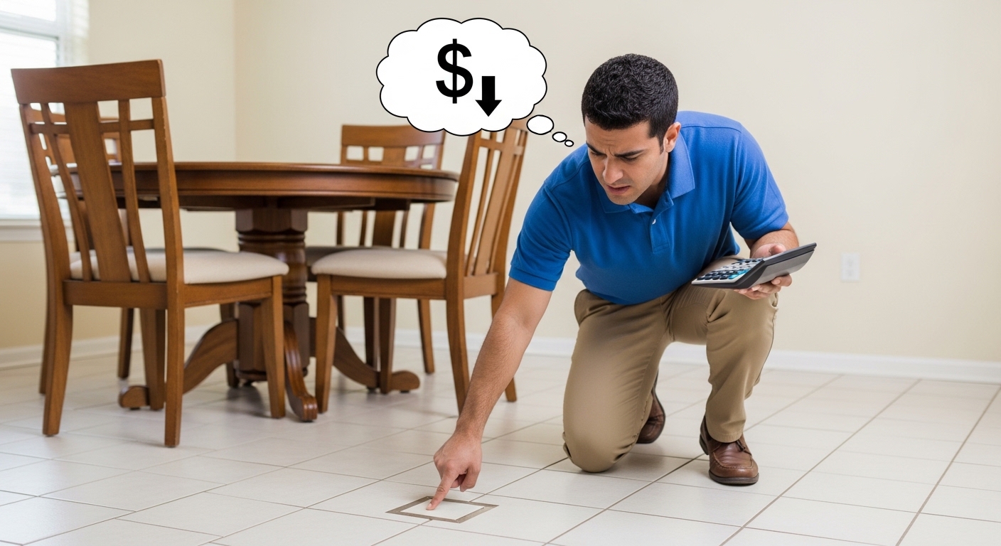 يرغب هشام بتقليل تكلفة بلاط غرفة الطعام