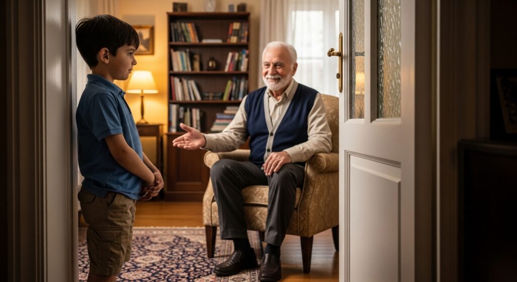 يستأذن حمد بالدخول إلى حجرة جده: فن الأدب وبنا شخصية الطفل المثالي